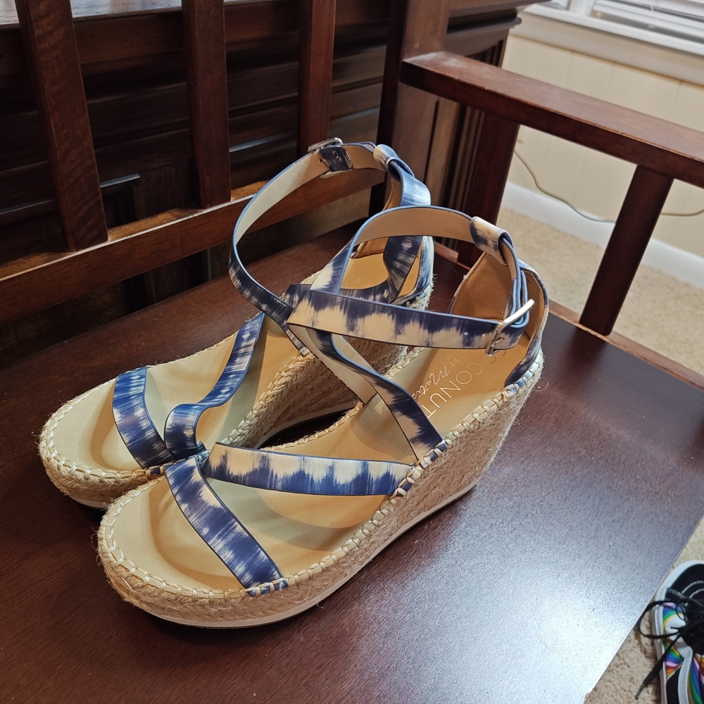 Stylish Coconuts by Matisse Blue Tie-Dye Platform Sandals Sz 10 Espadrille - Picture 5 of 13